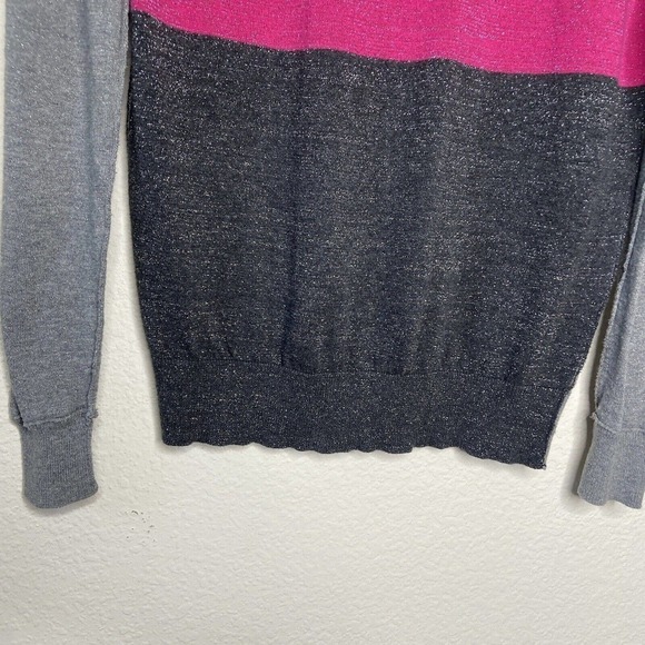 DKNY Gray and Pink Sparkle Color Blocked Sweater Sz S - Picture 4 of 7